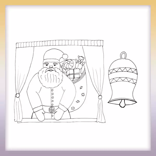 Papá Noel en la ventana - Dibujos para colorear