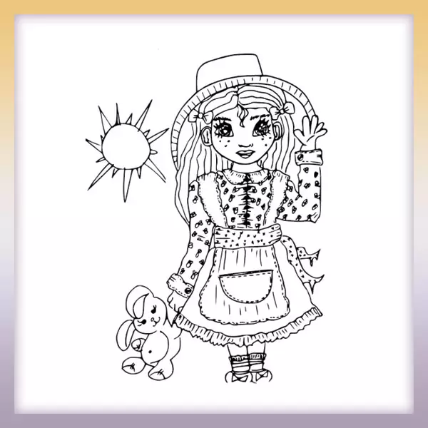 Niña con un conejito - Dibujos para colorear