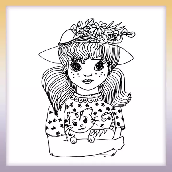 Niña con sombrero - Dibujos para colorear