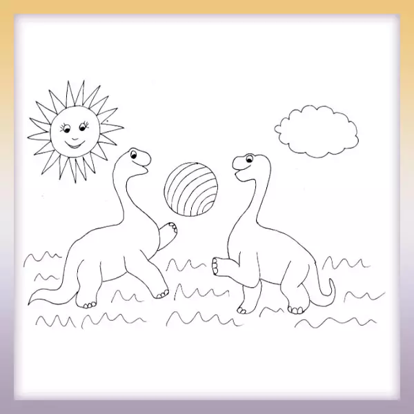 Dinosaurios con una pelota - Dibujos para colorear