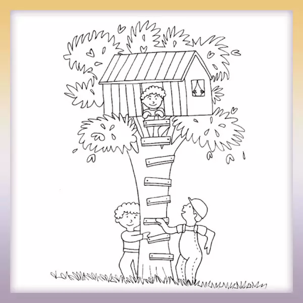 Casa del árbol de madera - Dibujos para colorear