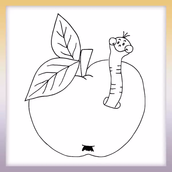Manzana con gusano - Dibujos para colorear