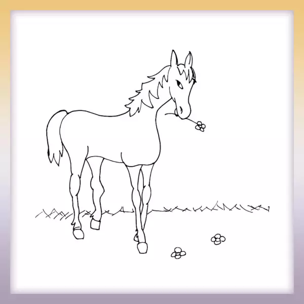 Caballo con una flor - Dibujos para colorear