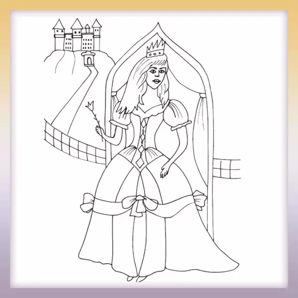 Reina frente al castillo - Dibujos para colorear