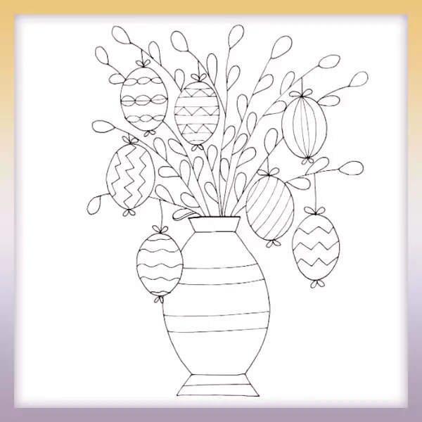 Huevos de Pascua en un jarrón - Dibujos para colorear