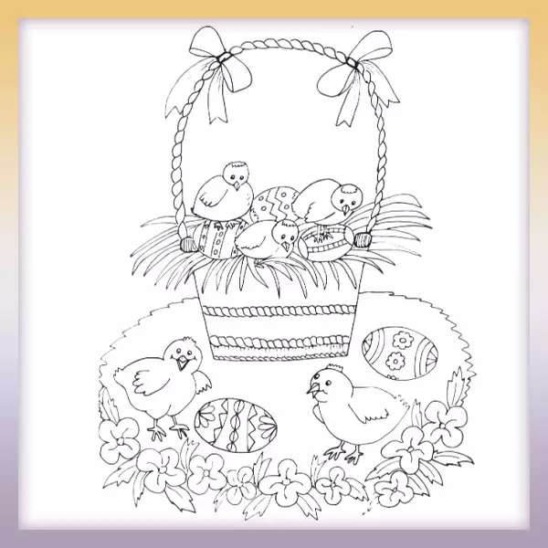 Canasta de pascua con gallinas - Dibujos para colorear