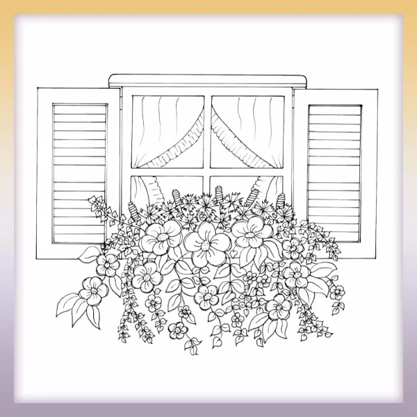 Flores en la ventana - Dibujos para colorear