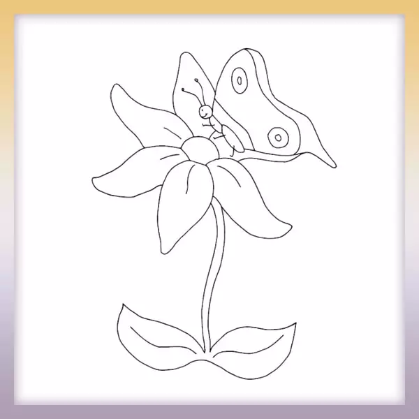 Flor y mariposa - Dibujos para colorear
