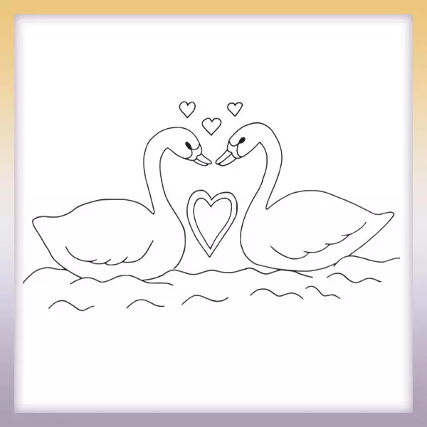 Cisnes enamorados - Dibujos para colorear