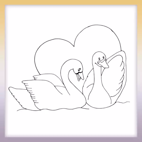 Cisnes con corazon - Dibujos para colorear