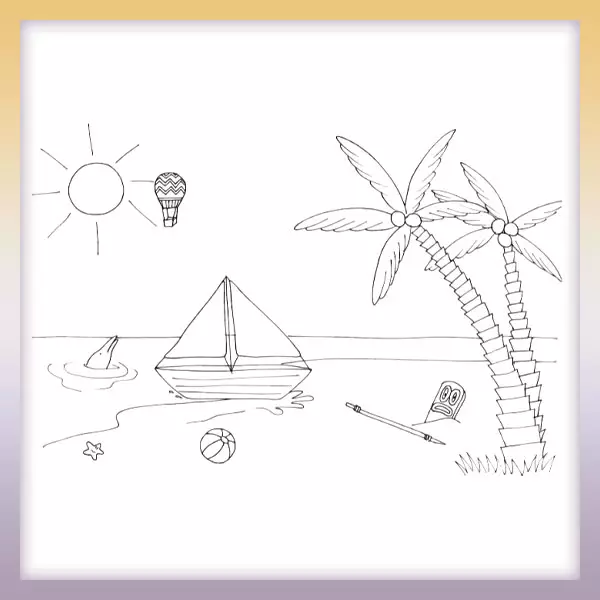 Barco en la playa - Dibujos para colorear