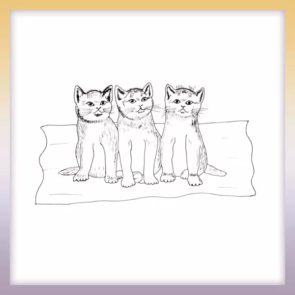 Gatitos en una manta - Dibujos para colorear