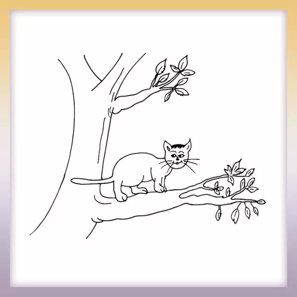 Gato en un árbol - Dibujos para colorear