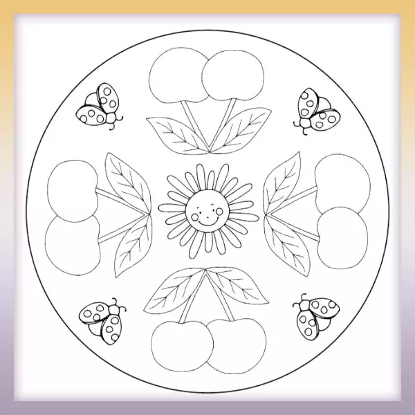 Mandala - cerezas - Dibujos para colorear