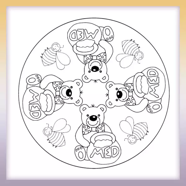 Mandala - osito de peluche - Dibujos para colorear