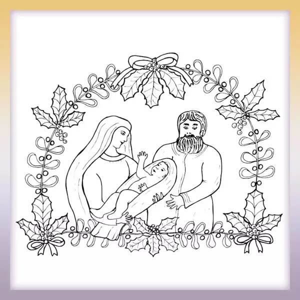 María con Jesús y José - Dibujos para colorear
