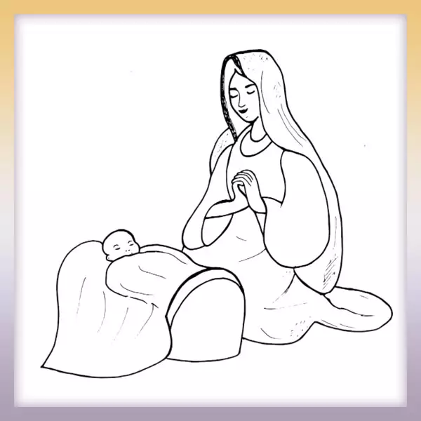 María con Jesús - Dibujos para colorear