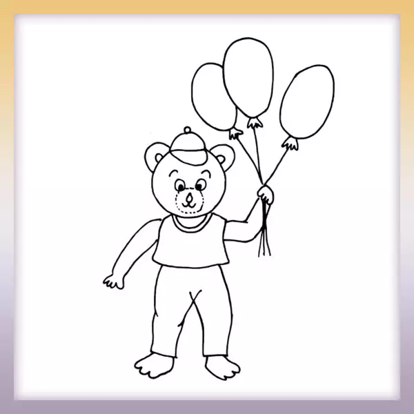 Oso de peluche con globos - Dibujos para colorear