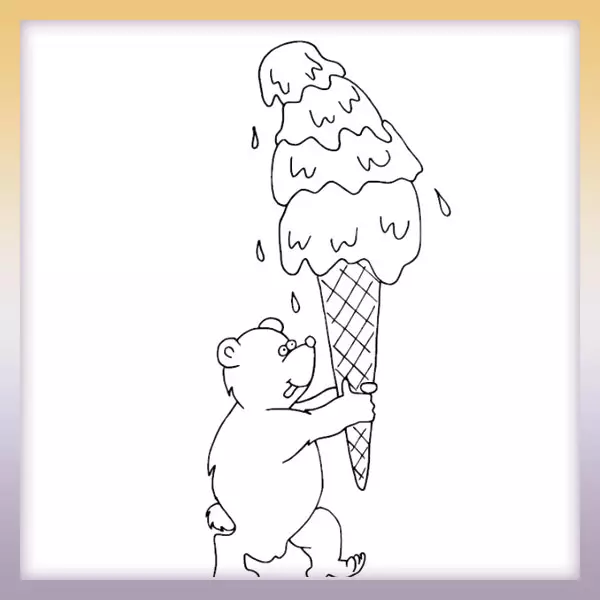 Oso de peluche con helado - Dibujos para colorear