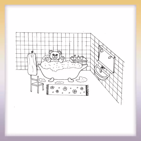Oso de peluche en la bañera - Dibujos para colorear