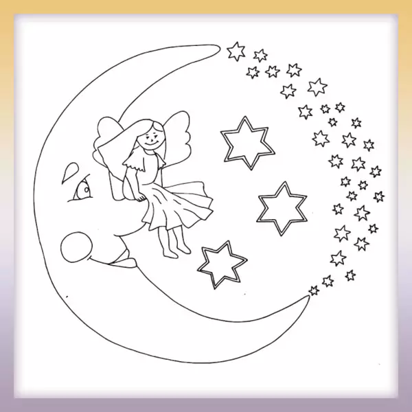 Luna con un angel - Dibujos para colorear