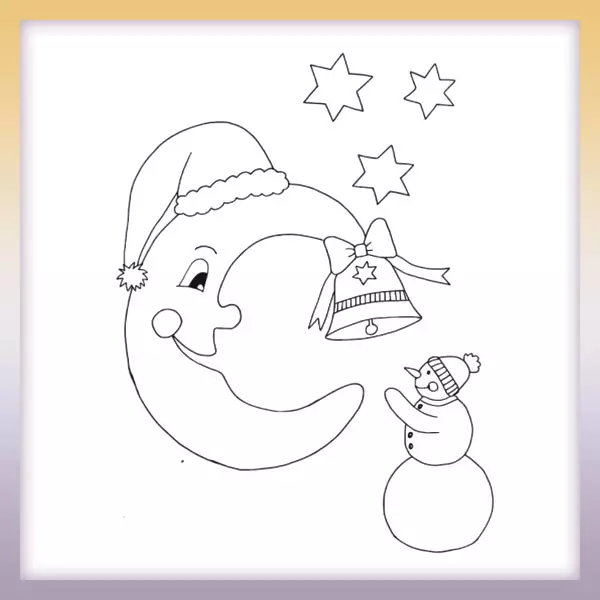Luna y muñeco de nieve - Dibujos para colorear