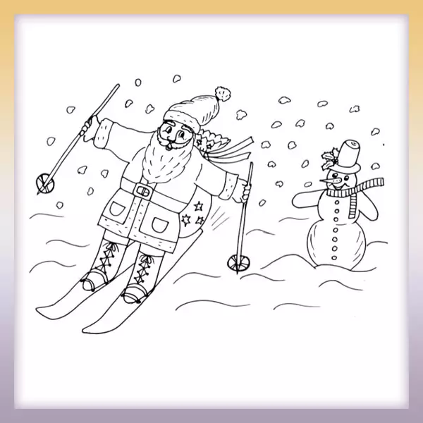 Papá Noel y un muñeco de nieve - Dibujos para colorear