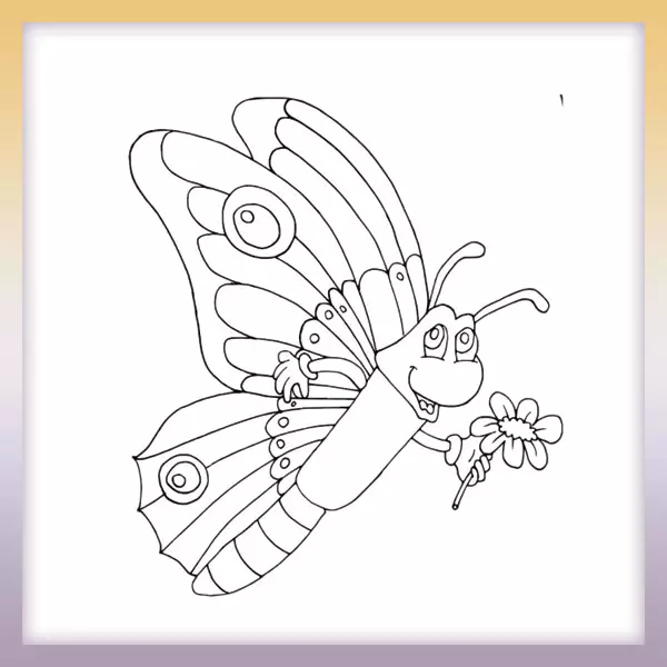 Mariposa con una flor - Dibujos para colorear