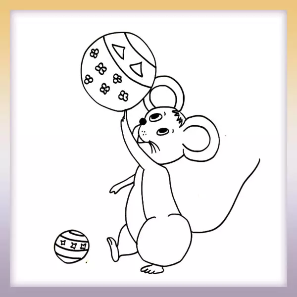 Ratón con bola - Dibujos para colorear