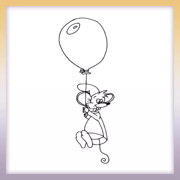 Ratón con globo - Dibujos para colorear
