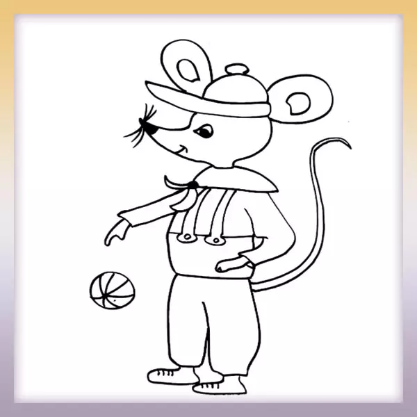 Ratón con bola - Dibujos para colorear