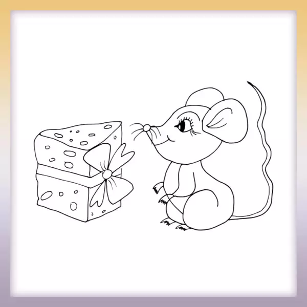 Ratón y queso con lazo - Dibujos para colorear