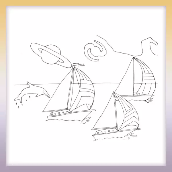 Veleros en el mar - Dibujos para colorear