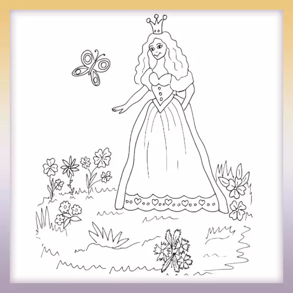 Princesa en el prado - Dibujos para colorear