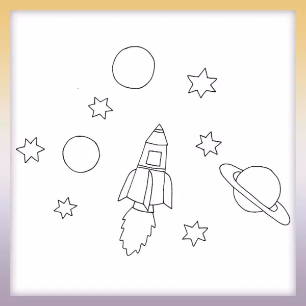 Cohete en el espacio - Dibujos para colorear