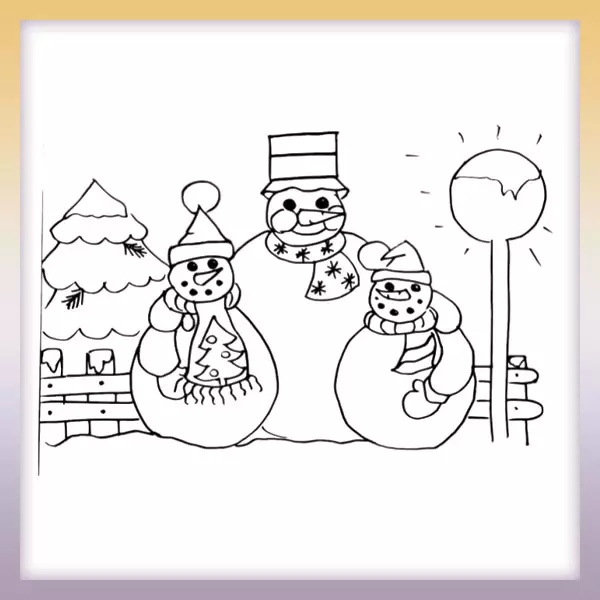 Familia de muñecos de nieve - Dibujos para colorear
