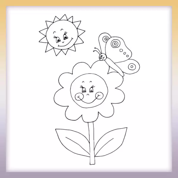 Girasol y mariposa - Dibujos para colorear