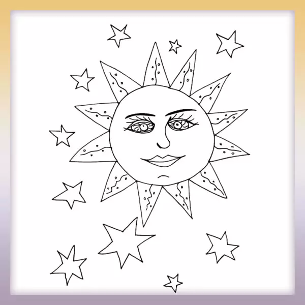Sol y estrellas - Dibujos para colorear