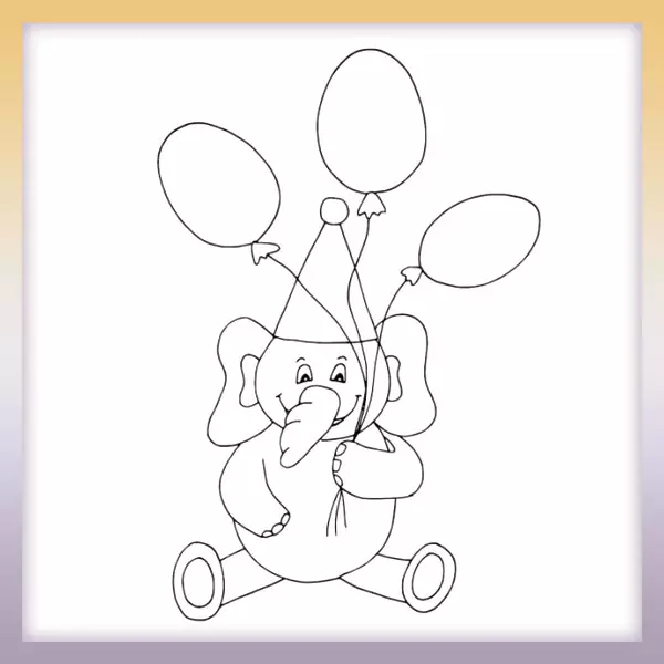 Elefante con globos - Dibujos para colorear