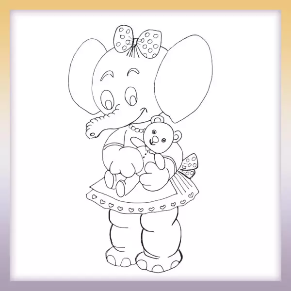 Elefante con osito de peluche - Dibujos para colorear