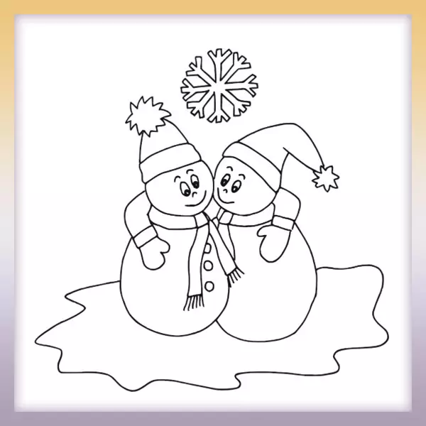 Muñeco de nieve y copo de nieve - Dibujos para colorear