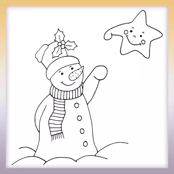 Muñeco de nieve y estrella - Dibujos para colorear