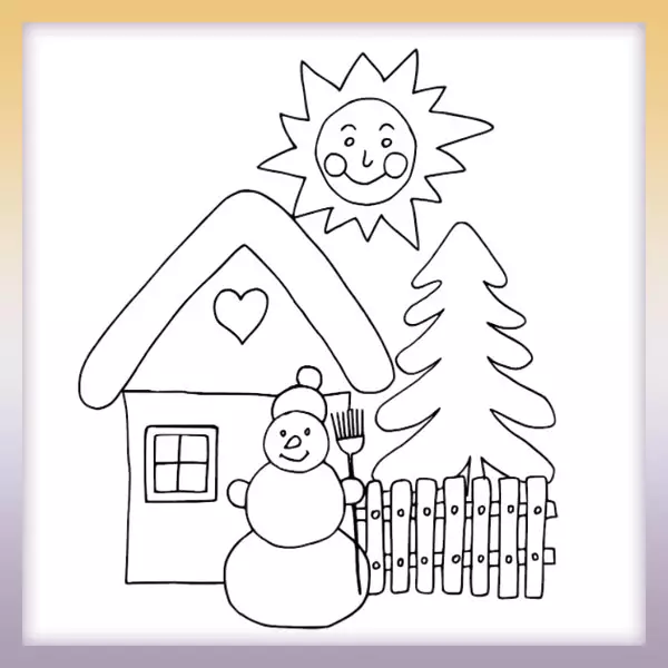 Muñeco de nieve y sol - Dibujos para colorear