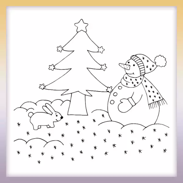 Muñeco de nieve y conejito - Dibujos para colorear