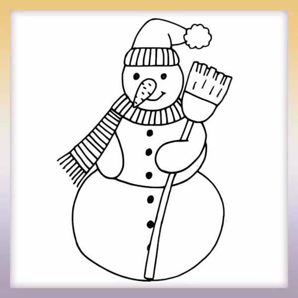 Muñeco de nieve con escoba - Dibujos para colorear