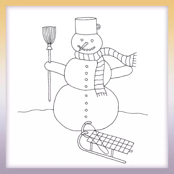 Muñeco de nieve con trineo - Dibujos para colorear