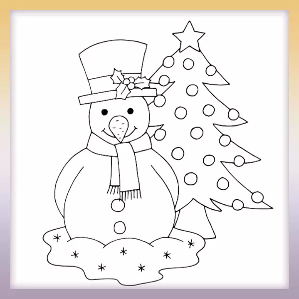 Muñeco de nieve con sombrero - Dibujos para colorear