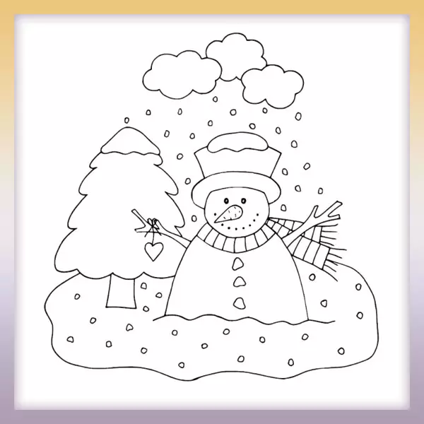 Muñeco de nieve en una taza - Dibujos para colorear