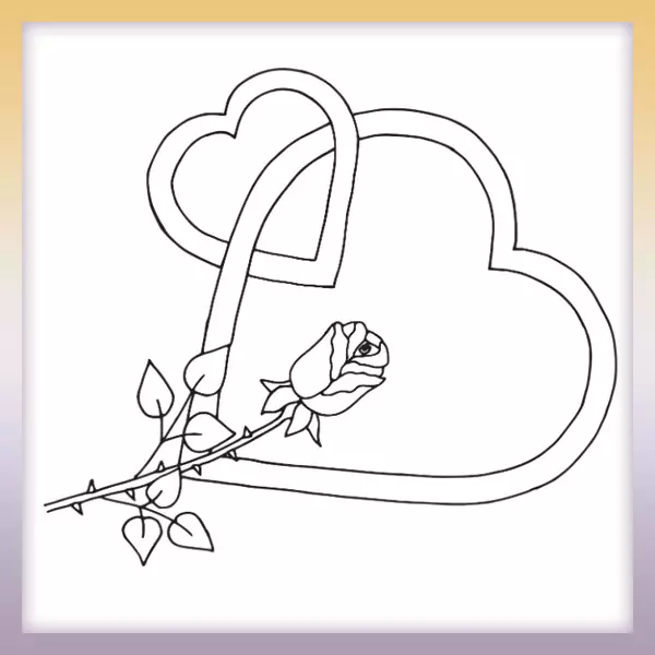 Corazón con una rosa - Dibujos para colorear