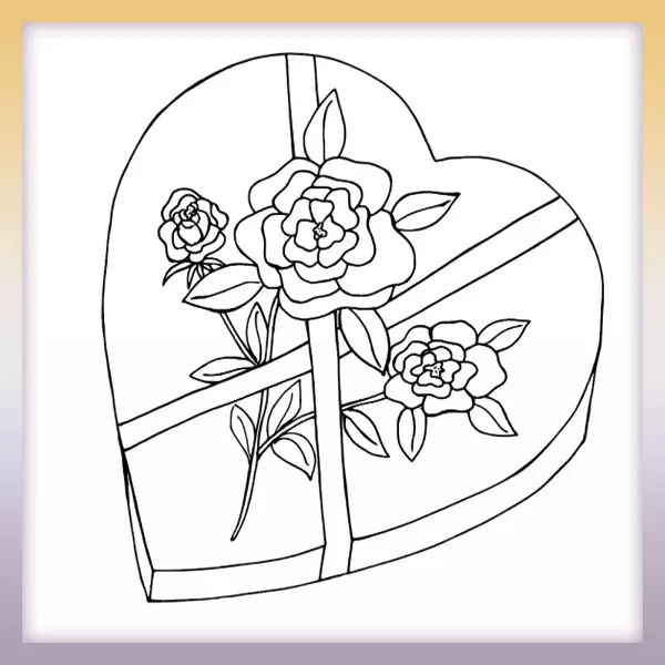 Corazón con rosas - Dibujos para colorear